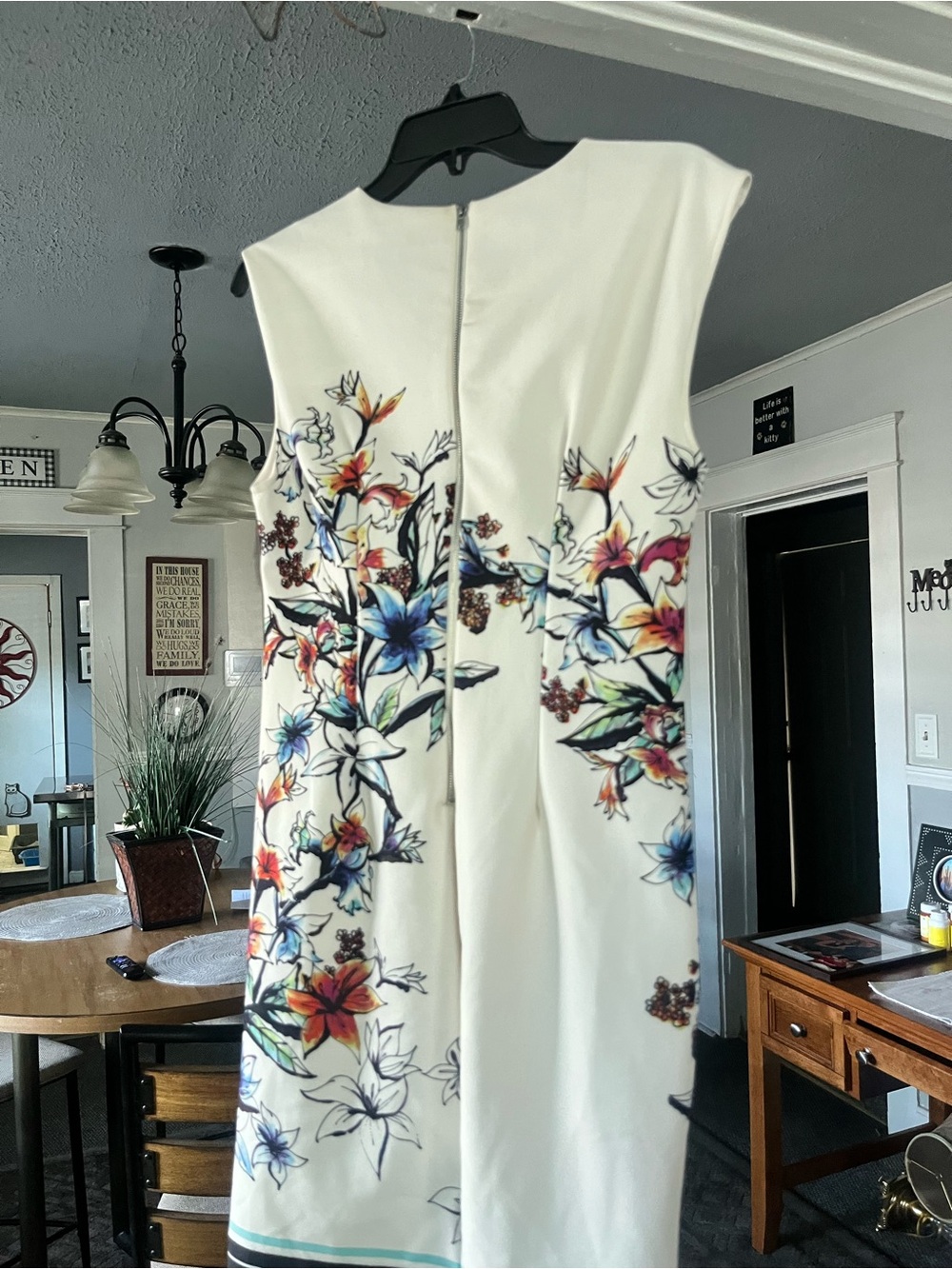 ECI White Sheath Dress with Multicolor Floral Print